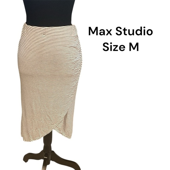 MAX STUDIO ELASTIC WAIST SKIRT BLUE & WHITE STRIPED SIZE MEDIUM - Picture 1 of 3